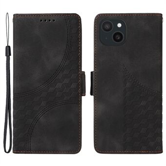 Voor iPhone 15 Plus Portemonnee Hoesje Rhombus Sterren Telefoonleren Hoesje