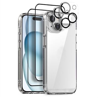 NORTHJO 5 in 1 Voor iPhone 15 Plus PC+TPU Telefoonhoes set met 2 Schermbeschermers, 2 Cameralensbeschermers