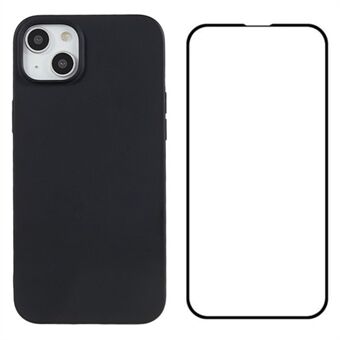 WANLONFENG MS-serie voor iPhone 15 Plus hoesje Matte TPU Achterkant met Screenprotector (Groot Lensgat)