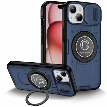 Voor iPhone 15 Plus Hoes TPU+PC Camshield Draaibare Ring Kickstand Telefoonhoes