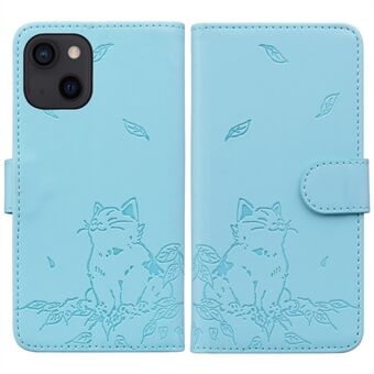 Voor iPhone 15 Plus Hoesje Portemonnee Kattenpatroon Gedrukt Leren Telefoonhoesje