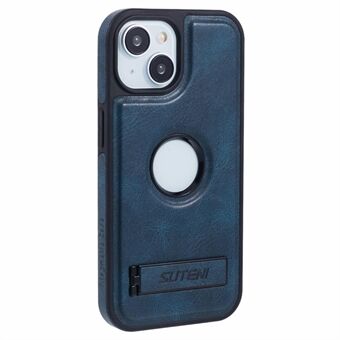 SUTENI G2 Voor iPhone 15 Plus Magnetische Hoes Leren Telefoon Achterkant Hoes Waxy Textuur Kickstand
