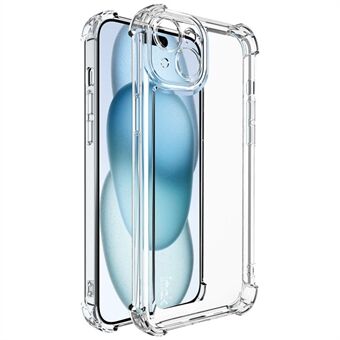 IMAK UX-4 Serie Voor iPhone 15 Plus Hoes Rechte Rand Vier Hoek Schokbestendige Transparante TPU Deksel