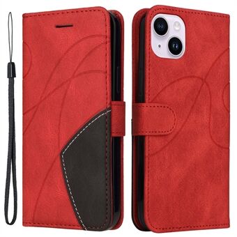 KT Leren Serie-1 voor de iPhone 15 Plus PU Leren Telefoon Portemonnee Hoesje met Standfunctie, Twee-kleurig Gevlochten Telefoonhoesje