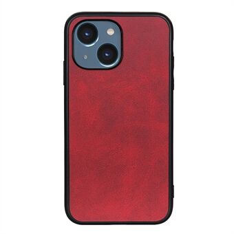 Voor iPhone 15 Plus PU leder beklede PC+TPU achterkant hoesje met koeienhuid textuur