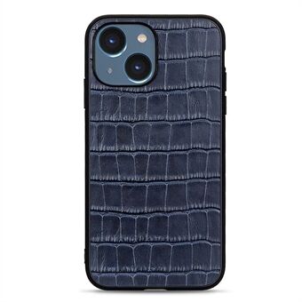 Telefoonhoesje voor iPhone 15 Plus, Krokodillenstructuur van echt rundleer + TPU + PC telefoonhoes.