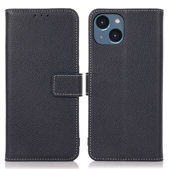 Voor iPhone 15 Plus PU-leren portemonnee-standaardhoesje Litchi-textuur Antisliptelefoonhoesje