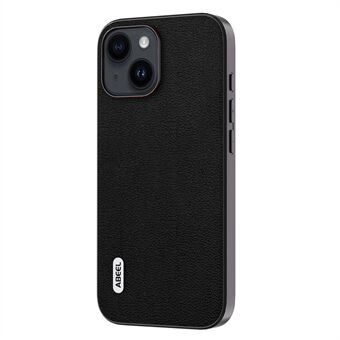 ABEEL Voor iPhone 15 Plus Litchi Textuur Cover Echt Koeienleer + PC + TPU Anti-kras Telefoonhoesje