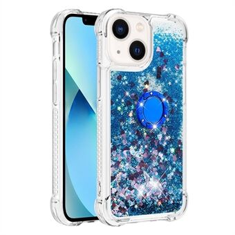 YB Quickstand-serie 7 voor iPhone 15 Plus Ring Kickstand Telefoonhoesje Drijvende Vloeibare Glitter TPU Cover