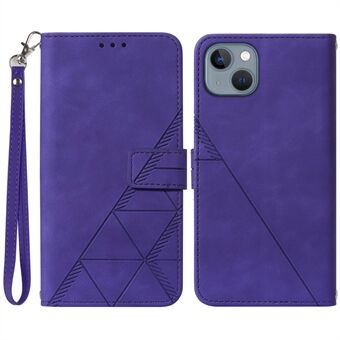 YB Imprinting-serie 1 voor iPhone 15 Plus Leren Wallet Stand Telefoonhoesje Geïmpregneerde Schelp met Handriem