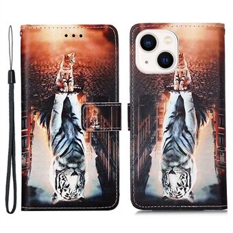 YB Patroonafdrukken Lederen Serie-4 voor iPhone 15 Plus Stand Flip Cover PU Lederen Portemonnee Telefoonhoes