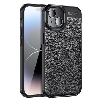 Voor de iPhone 15 Plus TPU Telefoonhoes Litchi Textuur Valbescherming Achterkant