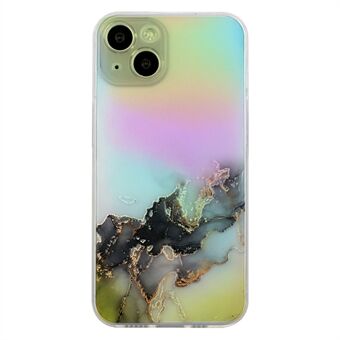 Voor de iPhone 15 Plus Marmerpatroon Inpersen TPU Hoes Kleurrijke Laser Valbestendige Telefoonhoes.