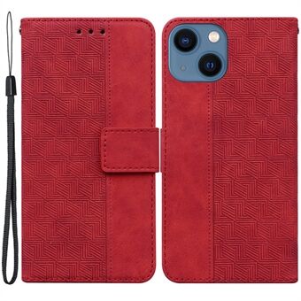 Voor iPhone 15 Plus Anti-drop Geometrie Ingelegde PU Leren Portemonnee Stand Hoesje voor Mobiele Telefoon