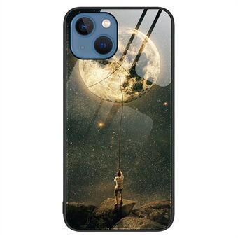 Voor iPhone 15 Plus, Patroon bedrukte telefoonhoes gemaakt van gehard glas+PC+TPU hybride schelphoes.