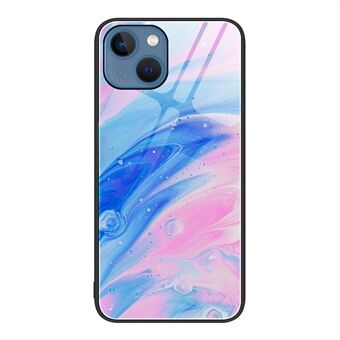 Marmerpatroon hoesje voor iPhone 15 Plus, met gehard glas, PC en TPU schokbestendige case.