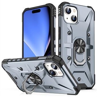 Voor iPhone 15 Plus Kickstand-hoes Werkt met magnetische autobevestiging PC+ TPU-telefoonhoes