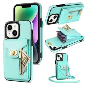 Ritszakhoesje voor iPhone 15 Plus, kaartsleuven PU-leren gecoate TPU-standaardtelefoonhoes