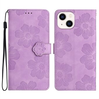 Voor iPhone 15 Plus Bloemen Gedrukte Volledige Bescherming Cover Leren Portemonnee Stand Telefoonhoes.