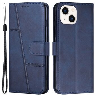 Leren portemonneehoesje voor iPhone 15 Plus, Staand magneetsluiting telefoonhoesje met bandje.