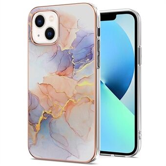 YB IMD-serie 1 voor iPhone 15 Plus Marmer Bloemenpatroon IMD IML TPU Telefoonhoes Anti-Val Elektroplating Beschermhoes.