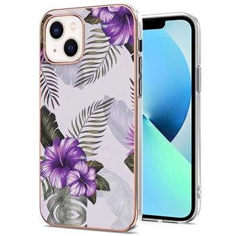 YB IMD-serie 1 voor iPhone 15 Plus Marmeren Bloemenpatroon IMD IML TPU Telefoonhoesje Anti-Val Elektroplating Beschermhoes
