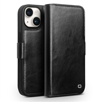 QIALINO Echt Koeienleer + TPU Telefoonhoesje voor iPhone 15 Plus Magnetische Sluiting Schokbestendige Telefoonhoes