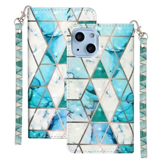 Voor iPhone 15 Plus PU Leren Portemonnee Stand Cover met 3D Patroon Afdrukken Schokbestendige Telefoonhoes