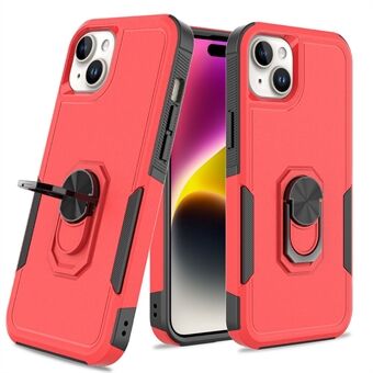 Telefoonhoesje met metalen ringstandaard voor iPhone 15 Plus, PC + TPU schokbestendige telefoonhoes