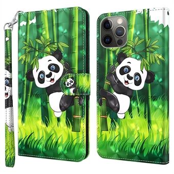 Voor iPhone 15 Plus, Stand-functie Flip Case PU Leer 3D Patroon Afdrukken Portemonnee Telefoonhoesje met Riem