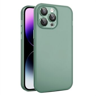 Voor iPhone 15 Plus schokbestendige telefoonhoesje PC+TPU Transparante matte cover met glazen lensfilm.