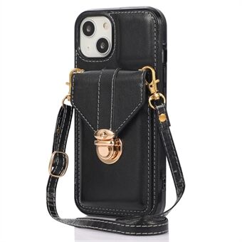 Voor iPhone 15 Plus Telefoonhoes met Kickstand PU Leren Laag TPU Telefoonhoes Kaarthouder Case