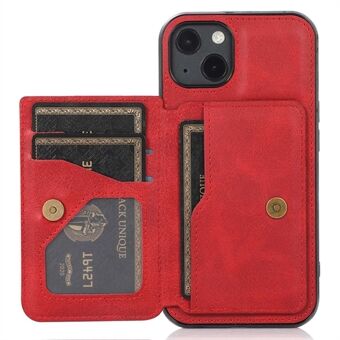 Voor iPhone 15 Plus PU lederen + TPU telefoonhoesje met kaarthouder en standaard, mobiele telefoon beschermhoes.