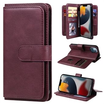 KT Multifunctionele Serie-1 voor iPhone 15 Plus PU Leren Telefoonhoes met Stand en Portemonnee met 10 Kaartsleuven