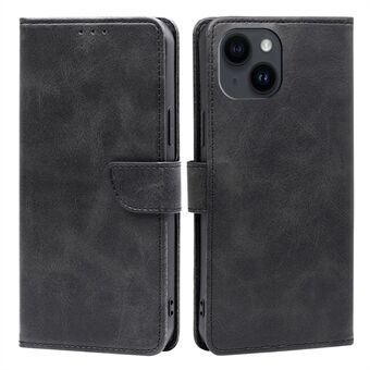 Voor iPhone 15 Plus Telefoonhoesje Portemonnee Kalfs Textuur PU Leren Flip Stand Folio Cover.