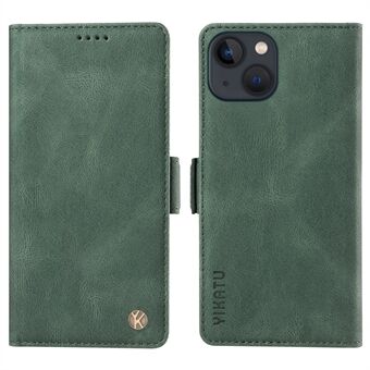 YIKATU YK-005 voor iPhone 15 Plus Anti-kras Hoesje van PU-leer met Telefoonstandaard Huidvriendelijk Schokbestendig Portemonnees