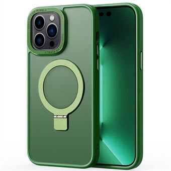 Voor iPhone 15 Plus Skin-touch Telefoonhoesje met Kickstand Design, gemaakt van TPU+PC+Magneet+Metalen behuizing, compatibel met MagSafe.