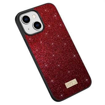 SULADA Achtercover voor iPhone 15 Plus, Valbestendig PU-Lederen gecoate PC + TPU Glitter Pailletten Telefoonhoesje