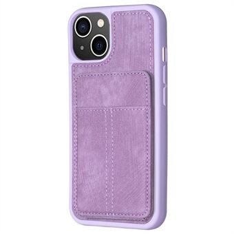 BF28 Kickstand Case voor iPhone 15 Plus, kaartsleuven, mat PU-leer beklede TPU telefoonhoes.