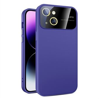 Anti-Vingerafdruk Telefoonhoesje voor iPhone 15 Plus, met rubber beklede PC+TPU telefoonhoes inclusief glazen lensfilm.