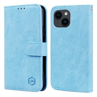 Voor iPhone 15 Plus, een PU leren portemonnee hoesje in effen kleur dat stootbestendig is en als standaard kan worden gebruikt voor je mobiele telefoon.