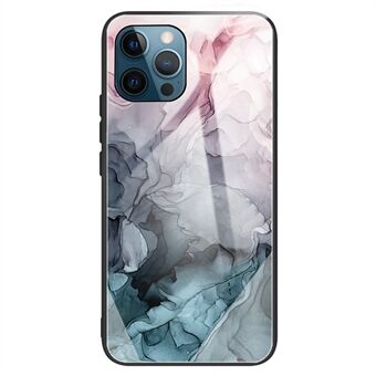 Voor iPhone 15 Plus Gehard Glas TPU Telefoonhoesje Marmerpatroon Drukwerk Krasbestendige Telefoonhoes