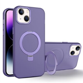 Rubberized Soft TPU+PC Hoesje voor iPhone 15 Plus met Kickstand Schokbestendige Telefoonhoes geschikt voor MagSafe.