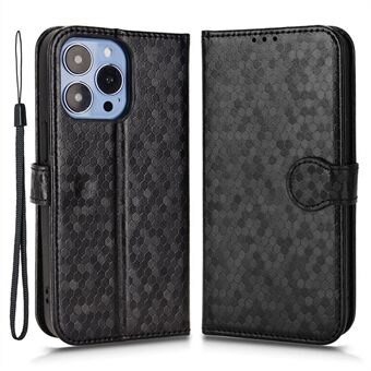 Voor iPhone 15 Plus PU Leren Anti-val Telefoonhoesje met stippen en portemonnee-design met standaard hoesje.