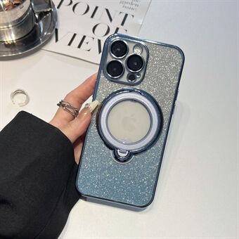 Voor iPhone 15 Plus Electroplating TPU Telefoonhoesje Compatibel met MagSafe Kickstand Glitter Cover