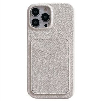 Voor iPhone 15 Plus Beschermhoes Litchi Textuur PU Leder+TPU Kaarthouder Telefoonhoes