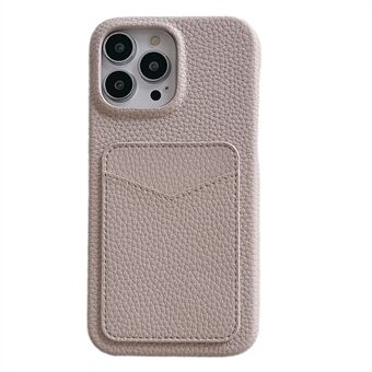 Voor iPhone 15 Plus Beschermhoesje voor Telefoon met Litchi Textuur PU Lederen+TPU Kaarthouder Telefoonhoesje