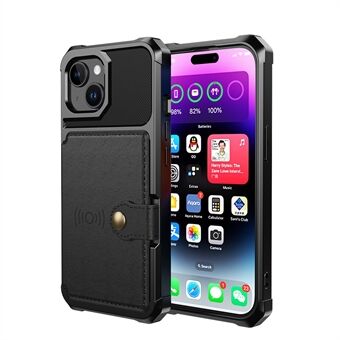 Voor iPhone 15 Plus Portemonnee Telefoonhoesje met Kaartsleuven PU Leer+TPU Anti-val Cover Ondersteunt Magnetische Autohouder