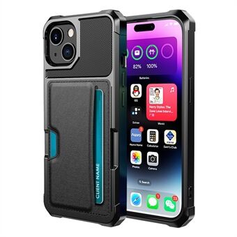 Voor iPhone 15 Plus ZM02 Vier Hoeken Anti-val PU Leren Gecoate TPU Hoesje Met Kaartsleuf Telefoonhoes