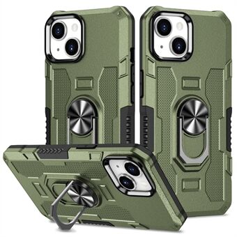 Voor de iPhone 15 Plus schokbestendige telefoonhoesje met ringstandaard en PC+TPU achterkant.